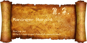 Maninger Harald névjegykártya